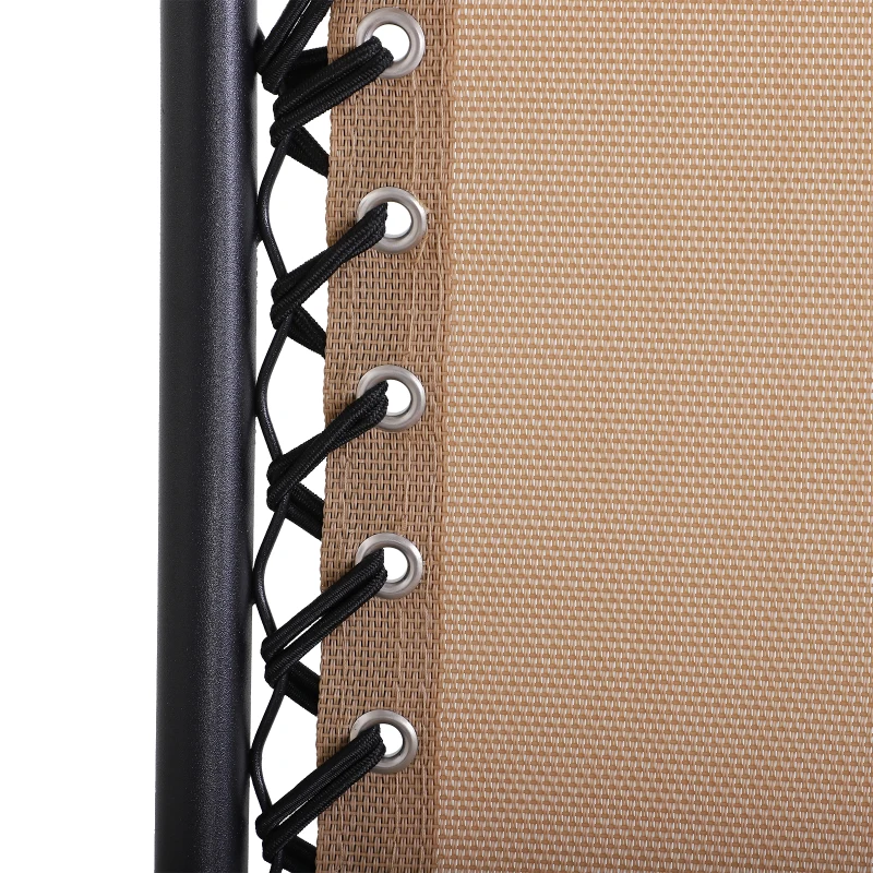 Outsunny Chaise Longue Pliable de Jardin Bain de Soleil zéro gravité Pare-Soleil et Dossier réglable Plateau Porte gobelet Accessoires Metal textilène Beige