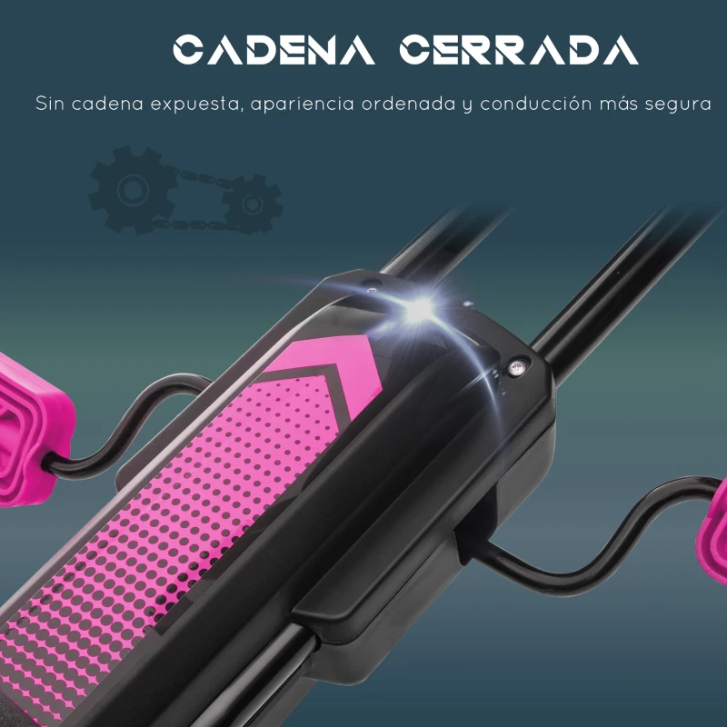 HOMCOM Coche de Pedales para Niños de 5-12 Años con Asiento Ajustable Neumáticos Inflables Amortiguador Carga 50kg Negro y Rosa