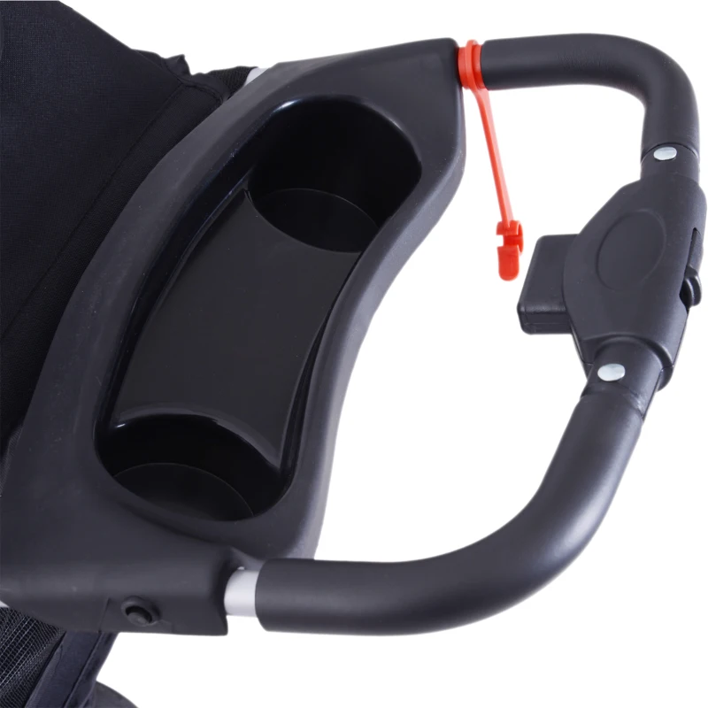 PawHut Passeggino per Cani Piccoli Pieghevole, Carrozzina per Cani con Ruote con Freni, Portabicchieri, Cestino Portaoggetti, 3 Finestre e Ruote Anteriori a 360°, per Animali Domestici 10 kg, Nero