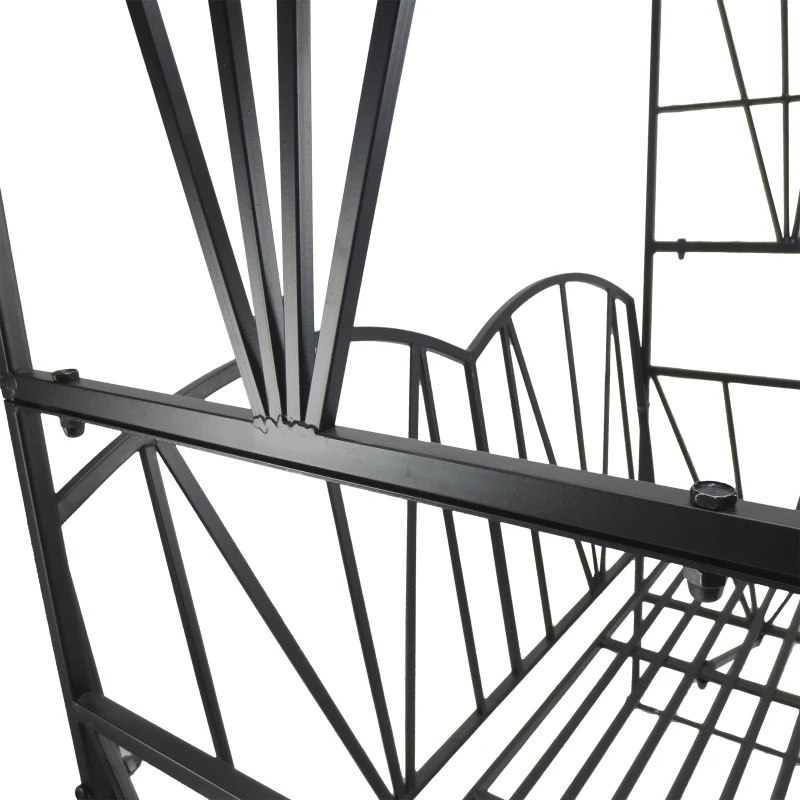 Outsunny Panchina da Giardino da 2 Posti con Pergolato, in Metallo, 115 x 59 x 203 cm, Nero