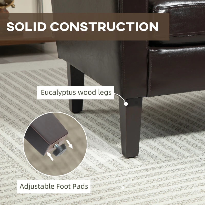 HOMCOM Faux Leather Simple Armchair - Brown