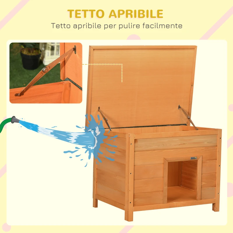PawHut Cuccia per Cani Impermeabile da Esterno in Legno di Abete, 82 x 58 x 58cm