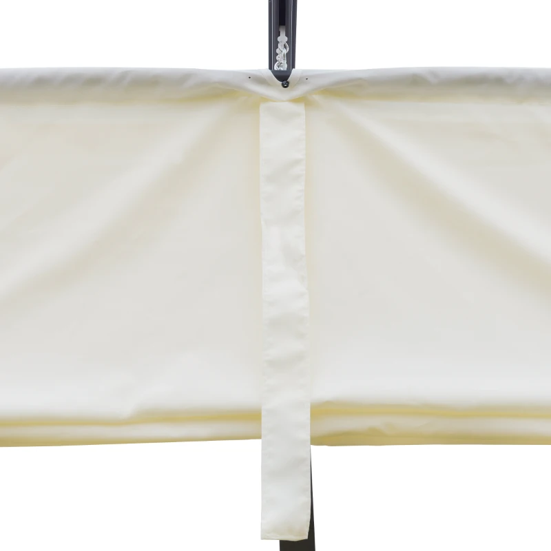Outsunny Gazebo Pergola 3x3m da Giardino in Metallo con Tettuccio Scorrevole Bianco Crema, Pergola da Giardino a Parete