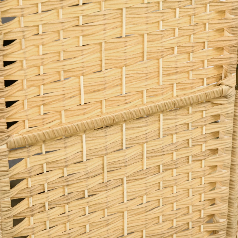 HOMCOM Paravan Interior Pliabil cu 3 Panouri Împletit din PP și Lemn de Pin, 135x1,7x180 cm, Lemn Natural