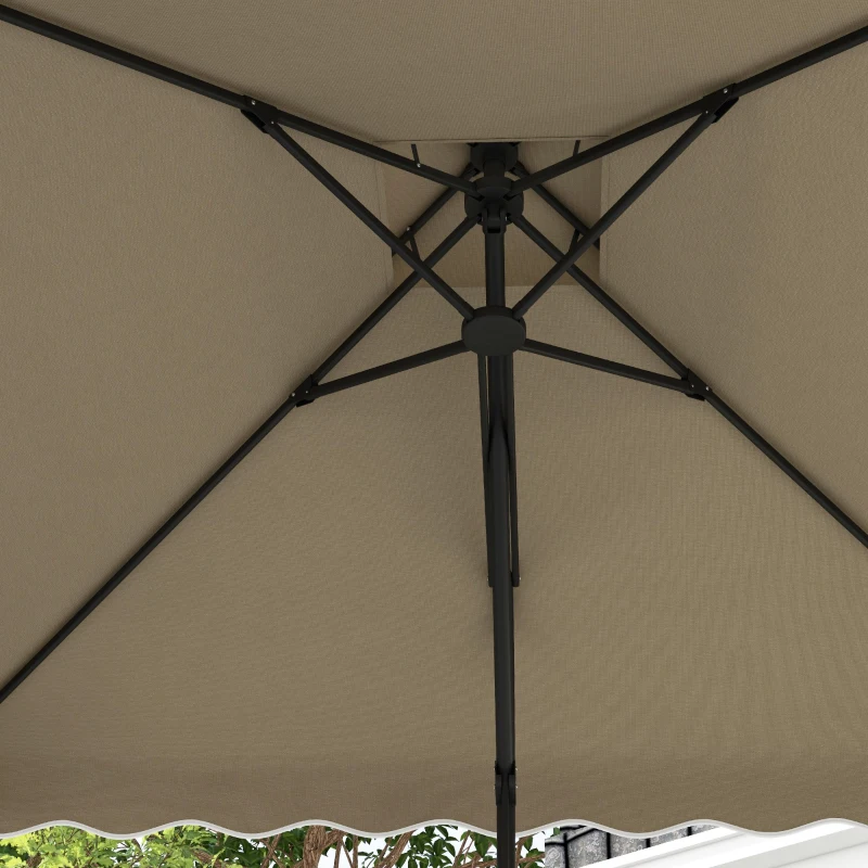 Outsunny Ombrellone a Sbalzo con Doppio Tetto, Apertura a Manovella e Base a Croce, 2.5x2.5m, Cachi