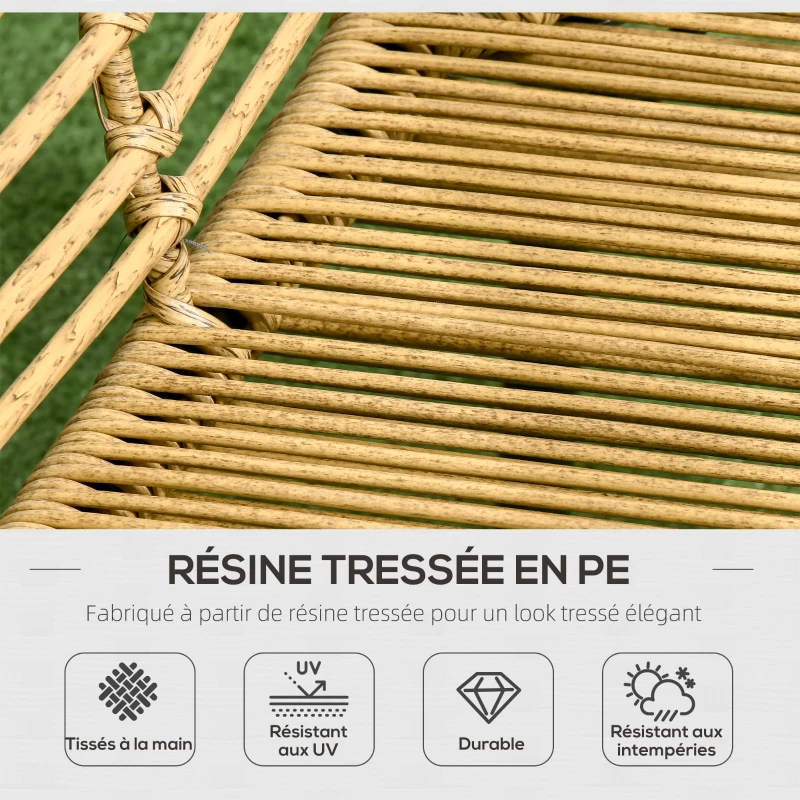 Outsunny Ensemble salon de jardin 4 pièces canapé 2 places 2 fauteuils 1 table basse 7 coussins métal et résine imitation rotin