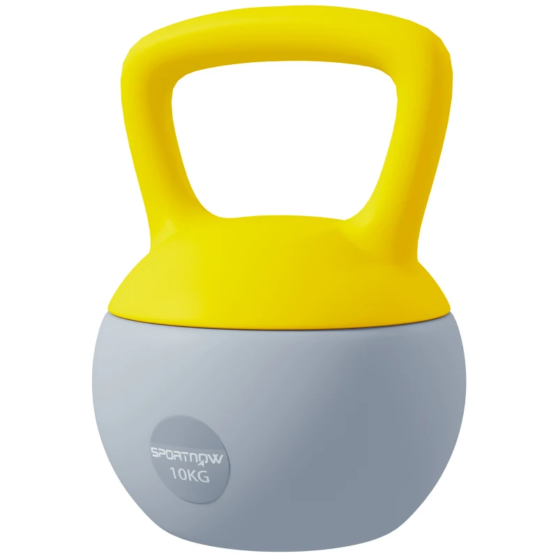SPORTNOW 10KG Soft Kettlebell, Kettlebell with Non-Slip Handle for Home Gym, Weight Lifting, Strength Training, Yellow/Grey