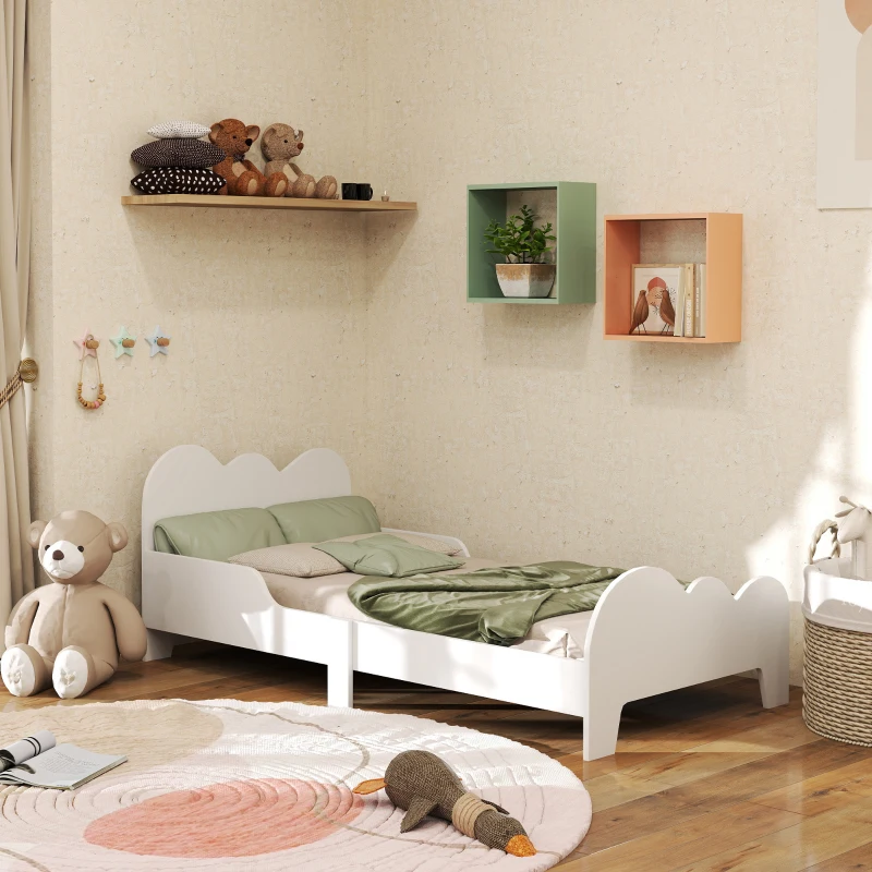 AIYAPLAY Cloud-Themed Toddler Bed Frame with Safety Rails, 143.5 x 74.5 x 56cm