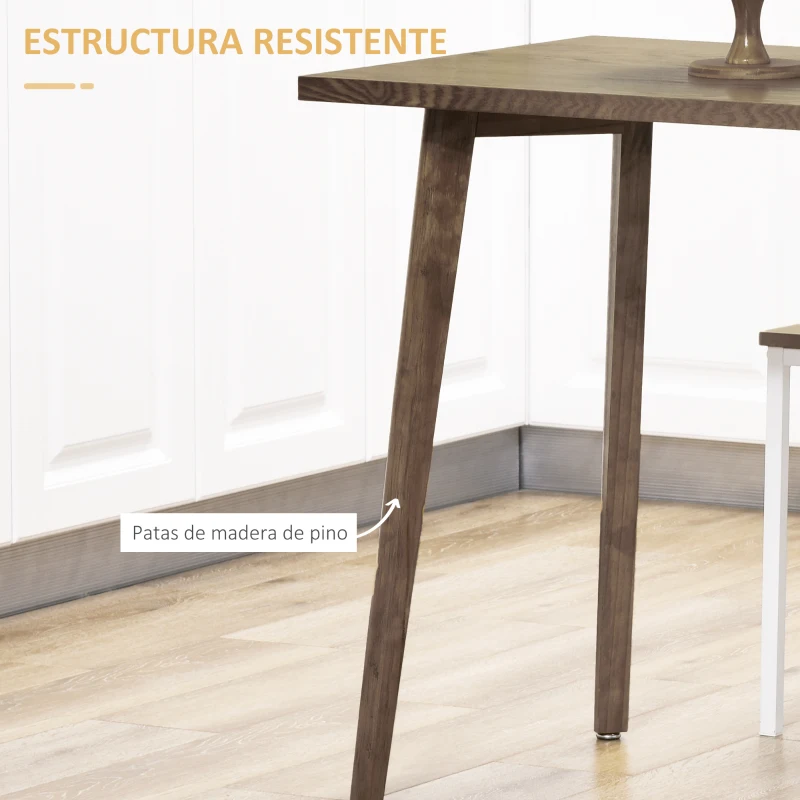 HOMCOM Mesa de Comedor Rectangular Mesa para Salón con Patas de Madera de Pino 98x60x76,5 cm Natural