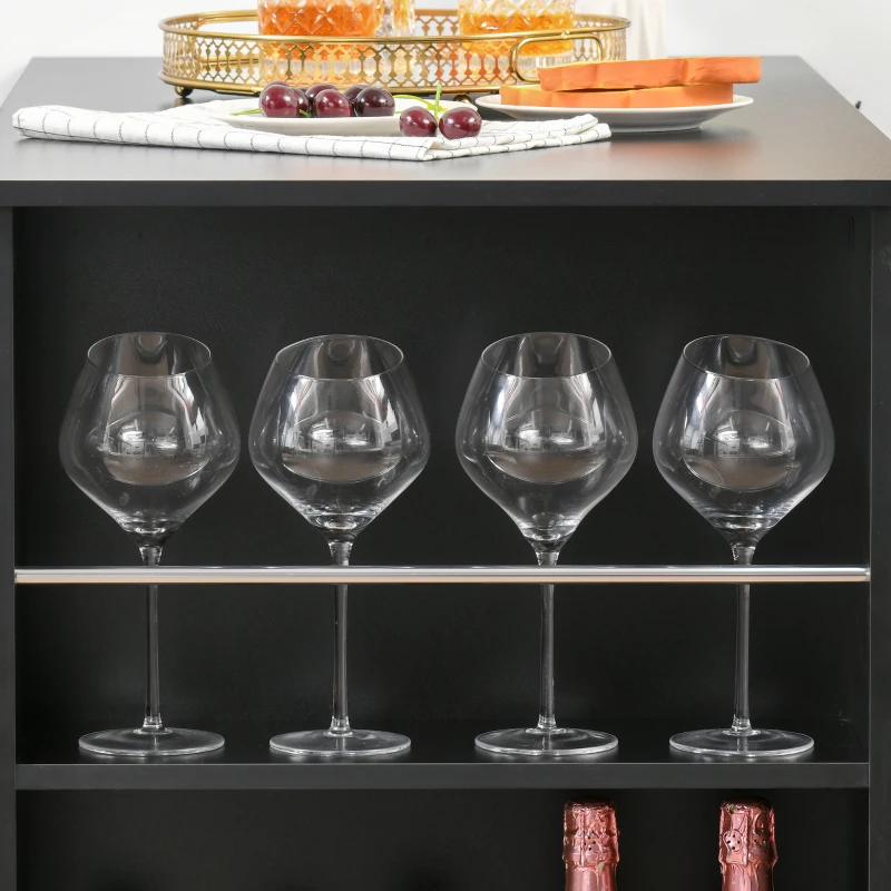 HOMCOM Bartisch moderner Esstisch Tresentisch Bistrotisch mit 3 Ablageflächen Stehtisch Schreibtisch für Küche Esszimmer Schwarz Spanplatte 112 x 57 x106 cm