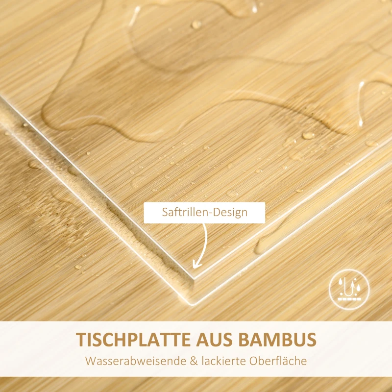 HOMCOM Küchenwagen Küchenrollwagen Servierwagen mit Schublade abnehmbares Tablett Bambus MDF Metall Weiß+Natur 58 x 37 x 85,5 cm