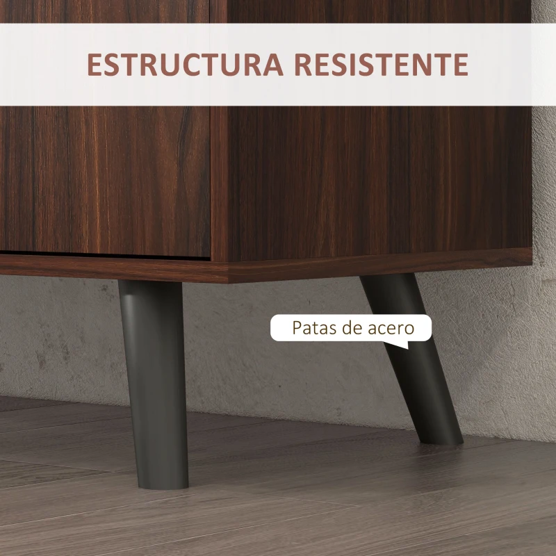 HOMCOM Aparador de Salón tipo Buffet con 2 Armarios 3 Cajones y Estantes para Sala de Estar Comedor 127x40x76 cm Marrón