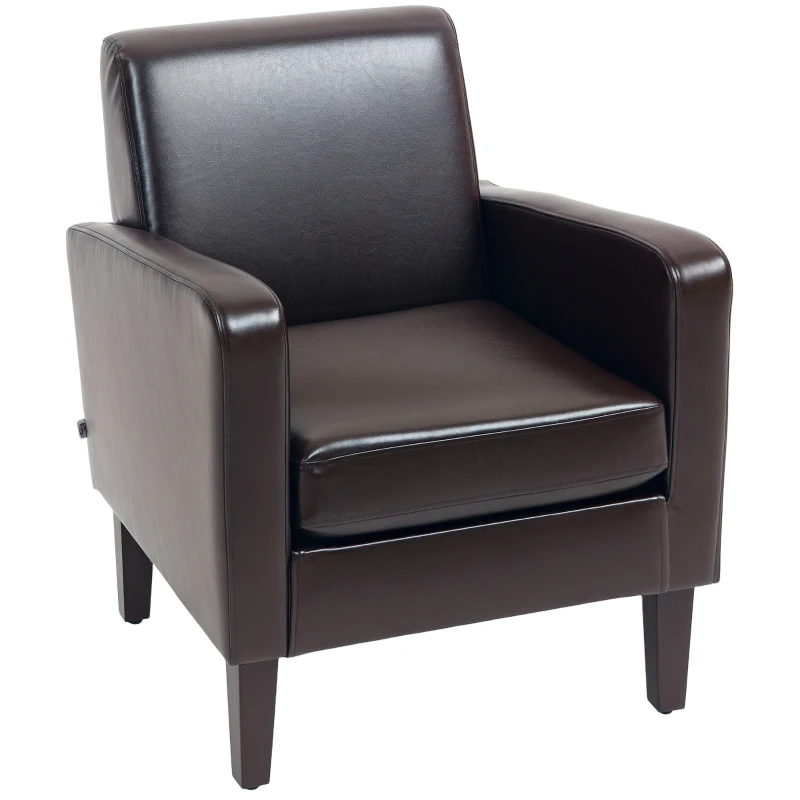HOMCOM Faux Leather Simple Armchair - Brown