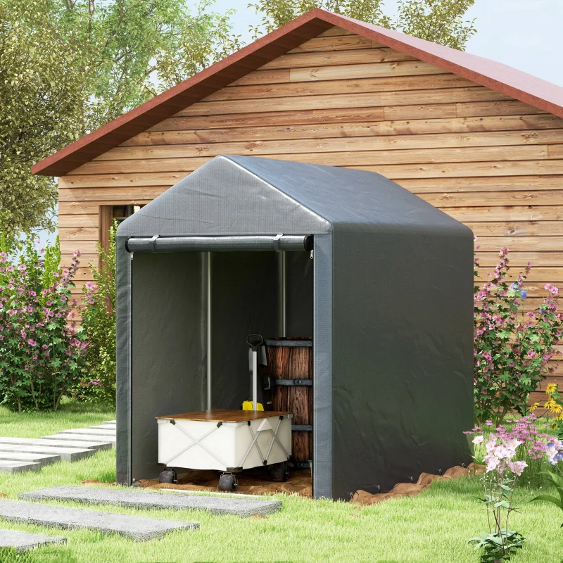 Outsunny 179 x 120cm Temporary Garden Shed, with Accessories - Dark Grey