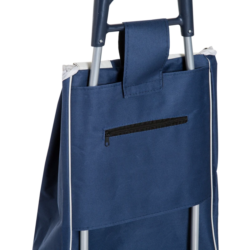 Homcom Chariot de Courses Pliable à 6 Roues Bleu 40 x 29 x 95 cm