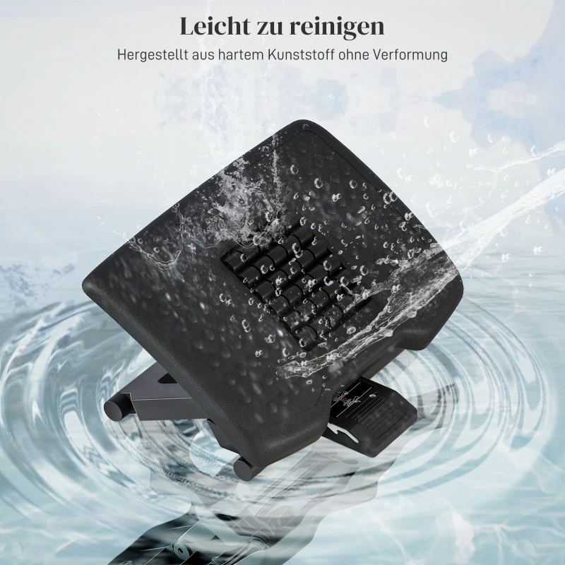 HOMCOM Ergonomische Fußstütze, höhenverstellbar, Massagefläche mit Rollen, Schwarz, 46 x 35 cm