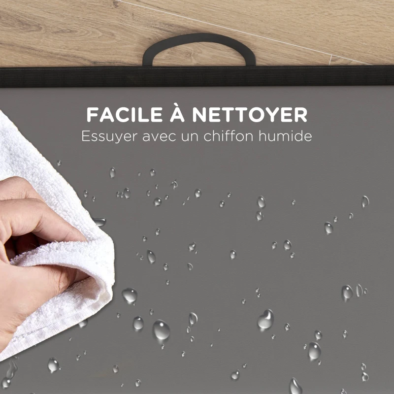 HOMCOM Tapis de gymnastique yoga pilates fitness pliable en 4 avec poignées revêtement synthétique 180 x 80 x 5 cm gris