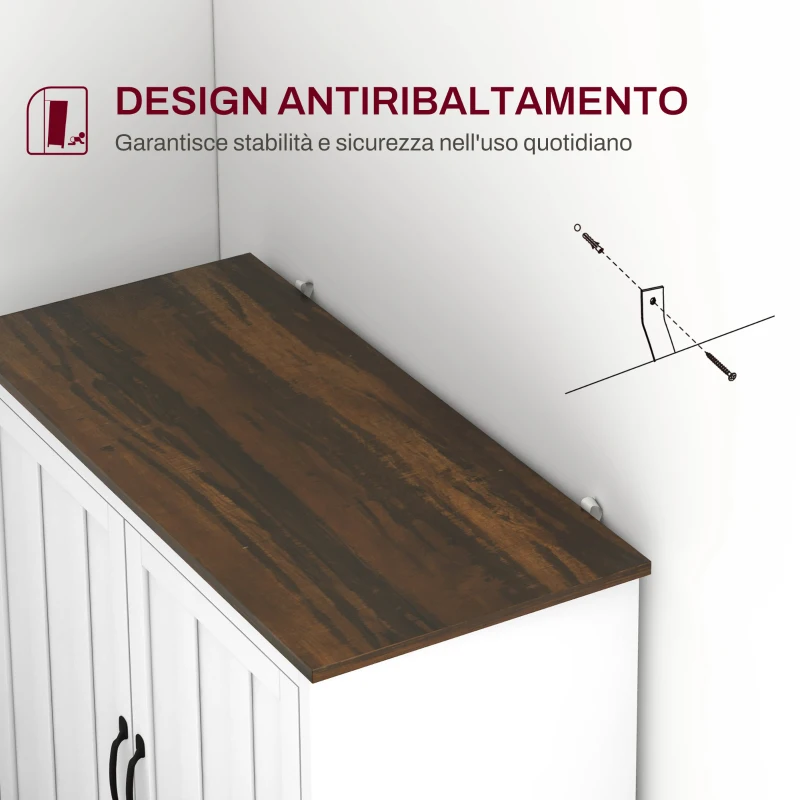 HOMCOM Credenza Cucina Moderna a 2 Ante con Ripiano Regolabile in Legno, 80x39.7x80cm, Bianco