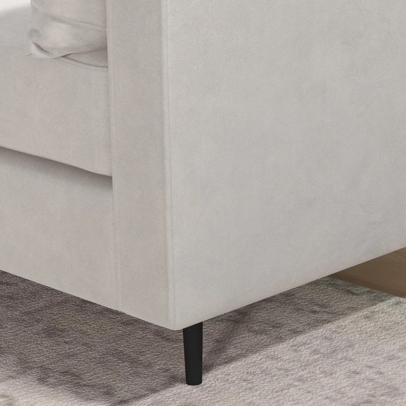 HOMCOM Canapé 2 places style contemporain avec 2 coussins supplémentaires piètement acier noir revêtement aspect velours beige