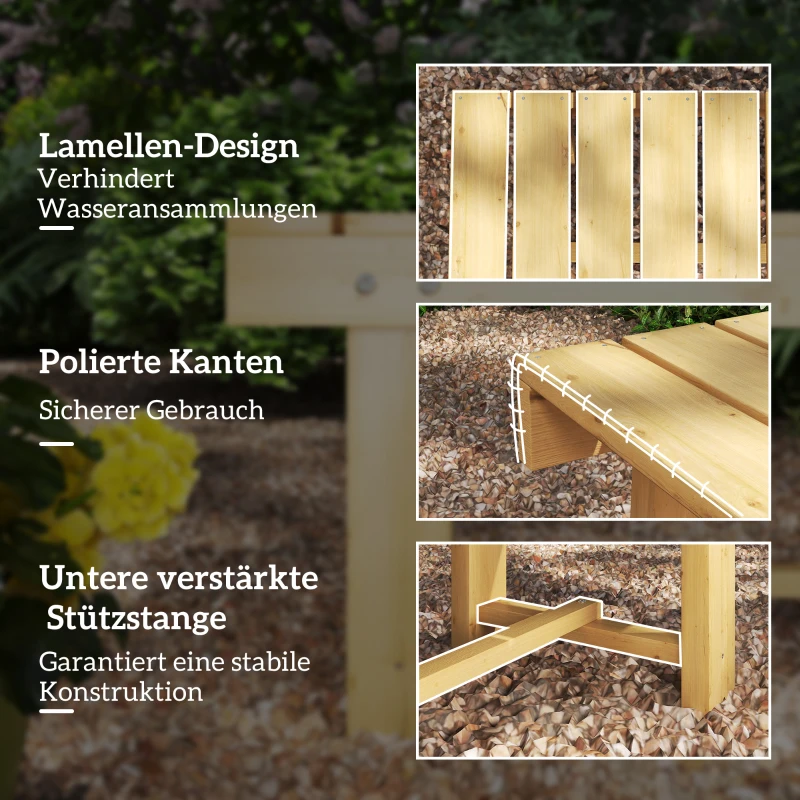 Outsunny 2-Sitzer Gartenbank Holz, wetterfest Sitzbank, Gartenmöbel mit Wasserresistente Lackierung, Parkbank 250kg belastbar, Holzbank für Balkon Terrasse, Garten, 110 x 38 x 35 cm Naturholz