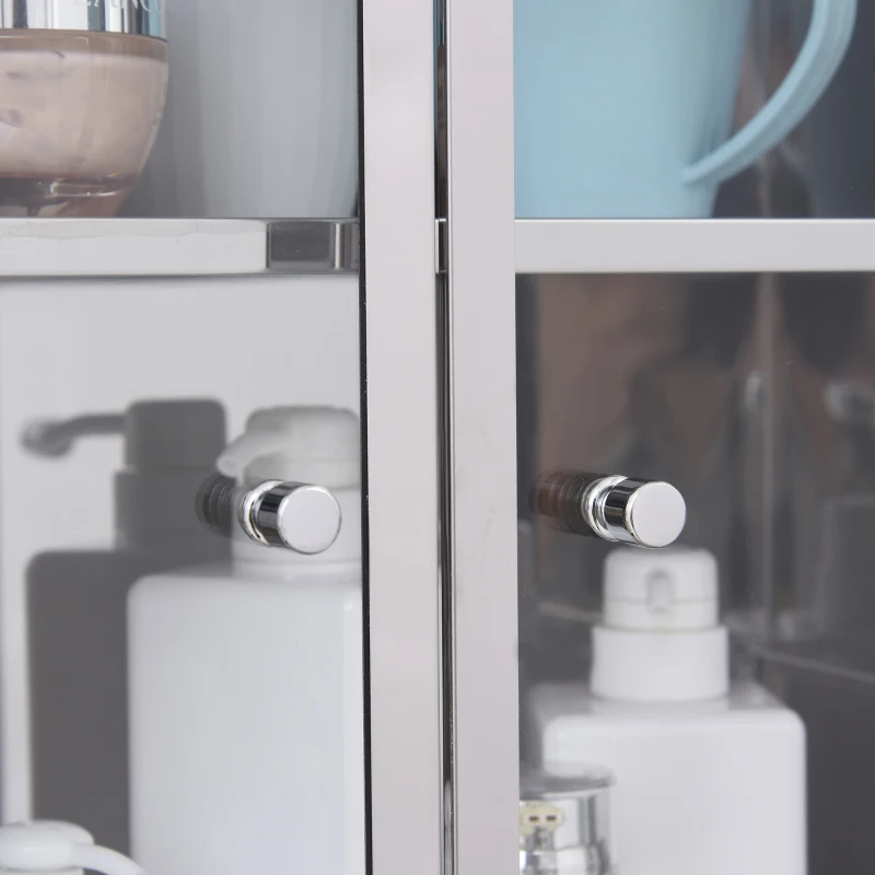 HOMCOM Armoire miroir rangement salle de bain meuble mural  acier inox. Argent dim. 38L x 20l x H60 cm