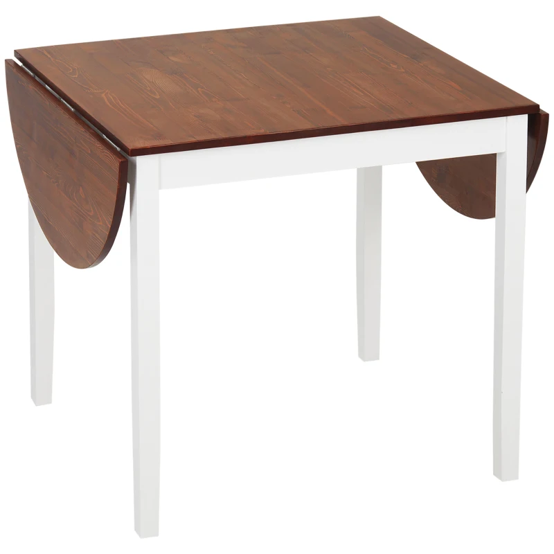 HOMCOM Mesa de Cocina Plegable de Madera Mesa de Comedor Extensible con Hojas Abatibles Carga 50 kg 140x70x75 cm Marrón