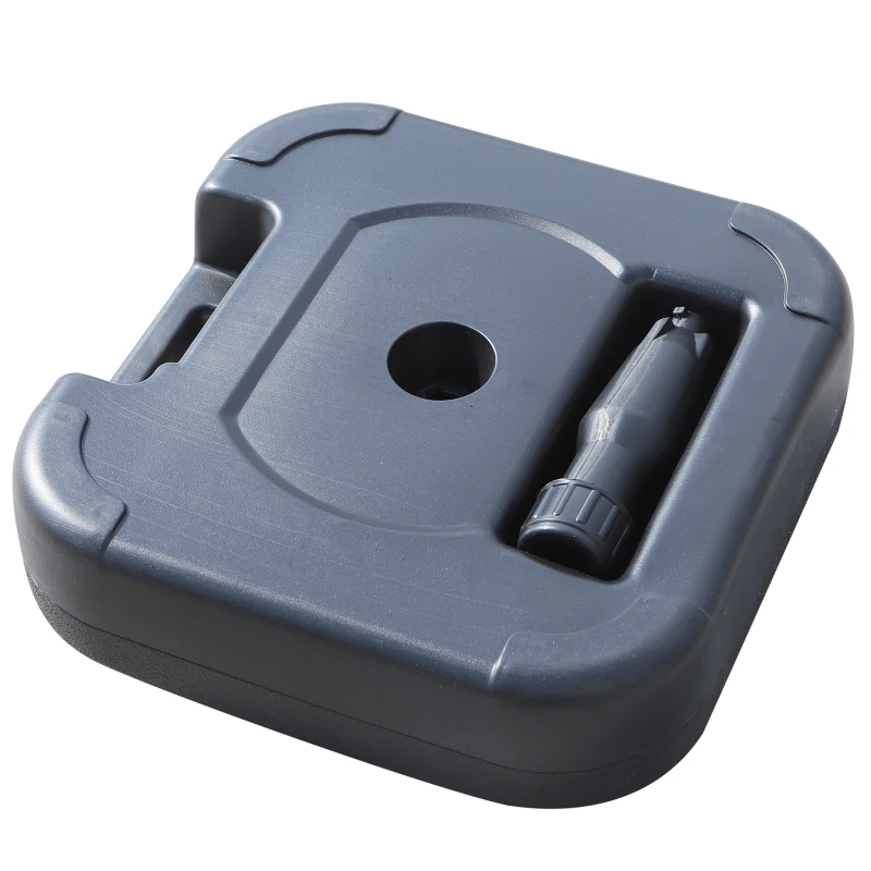 Outsunny Base per Ombrellone da Giardino in HDPE, Basamento per Ombrellone con Maniglia, Supporto per Ombrelloni con Pali Ø38mm, Riempibile con 20 kg di Acqua e 30 kg di Sabbia, Nero
