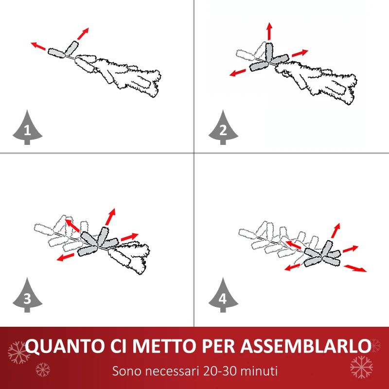 HOMCOM Albero di Natale Artificiale 150cm con 36 Luci LED e Fibre Ottiche Colorate, 180 Rami e Base Pieghevole, Verde