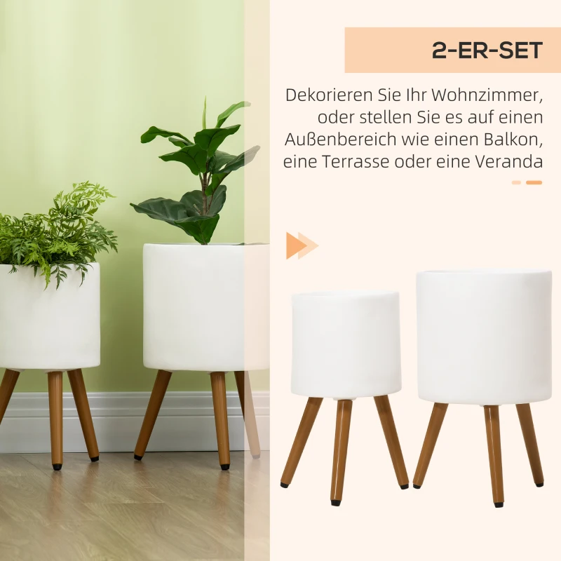 Outsunny 2er-Set Pflanzenständer, wetterbeständig, abnehmbare Beine, 31 cm x 31 cm x 55 cm, Schwarz