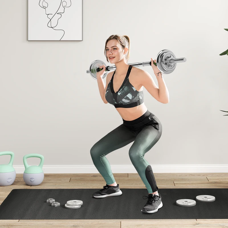 SPORTNOW 20kg 2-in-1 Barbell and Dumbbell Set, with Non-Slip Handle, for Weight Lifting, Training Home Gym