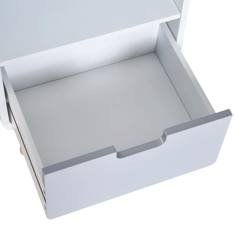 HOMCOM Mesita de Noche Madera con 1 Cajón 1 Estante Comoda Mesilla Mueble Dormitorio Armario Almacenamiento 40x30x58cm Blanco