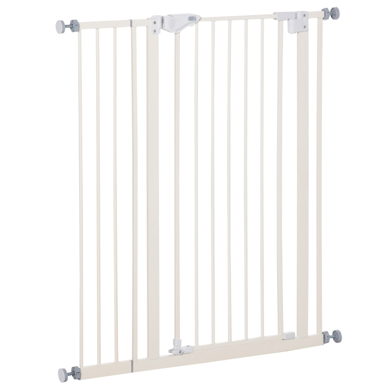 Barrière de sécurité Longueur réglable dim. 74-80 cm ou 91,5-97,5 cm métal Plastique Blanc
