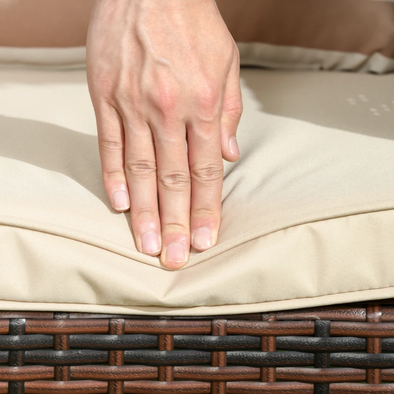 Outsunny Rattan Sofa mit Kissen, Dreisitzer, Garten Loungesofa, Stahl, Braun, 173 x 68 x 78 cm