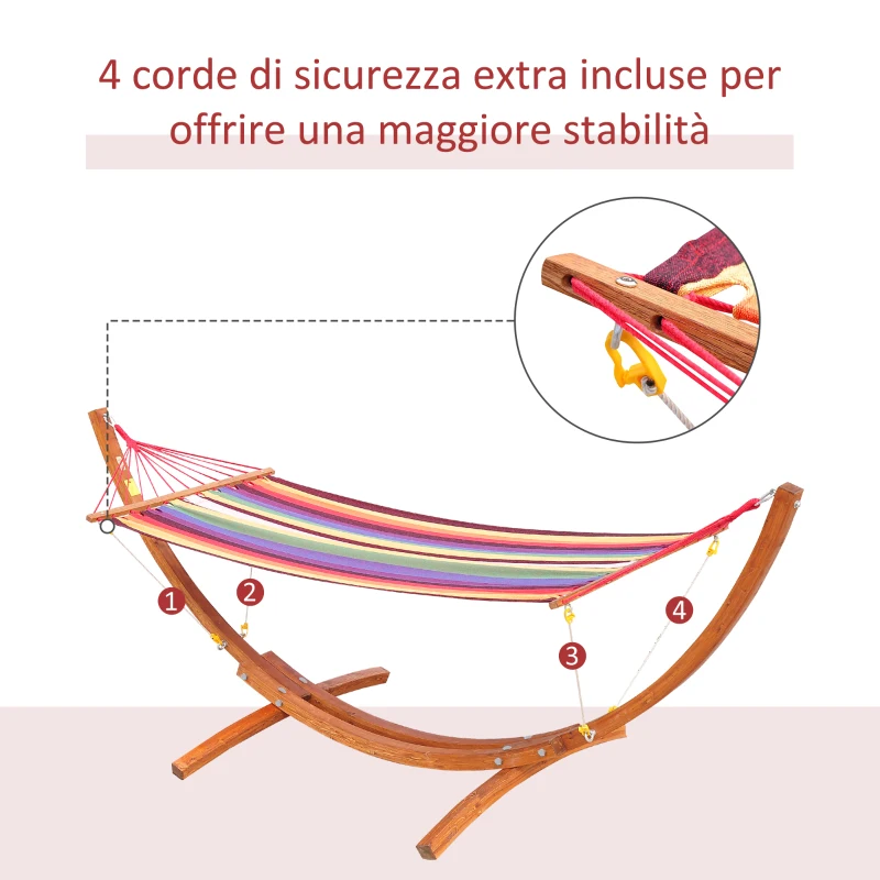 Outsunny Amaca da Giardino con Supporto, Max 120kg, Legno, 320x118x120 cm