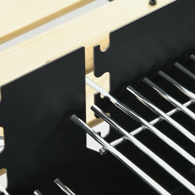Outsunny Barbecue a Carbonella ad Altezza Regolabile con 2 Griglie e 2 Ripiani, in Metallo e Legno, 113x53.5x82.5 cm, Nera