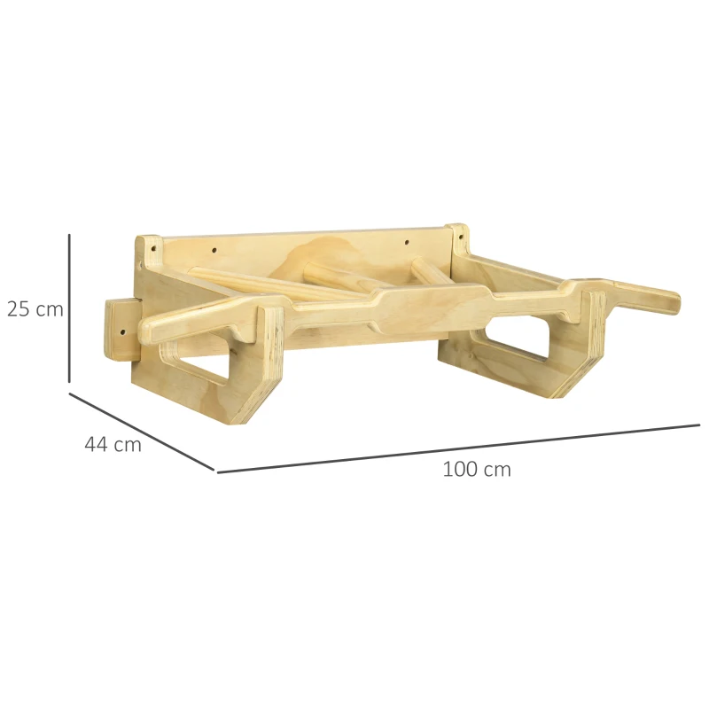 HOMCOM Barra de Dominadas de Pared de Madera Multifuncional para Entrenamiento de Fuerza 100x44x25 cm Madera Natural