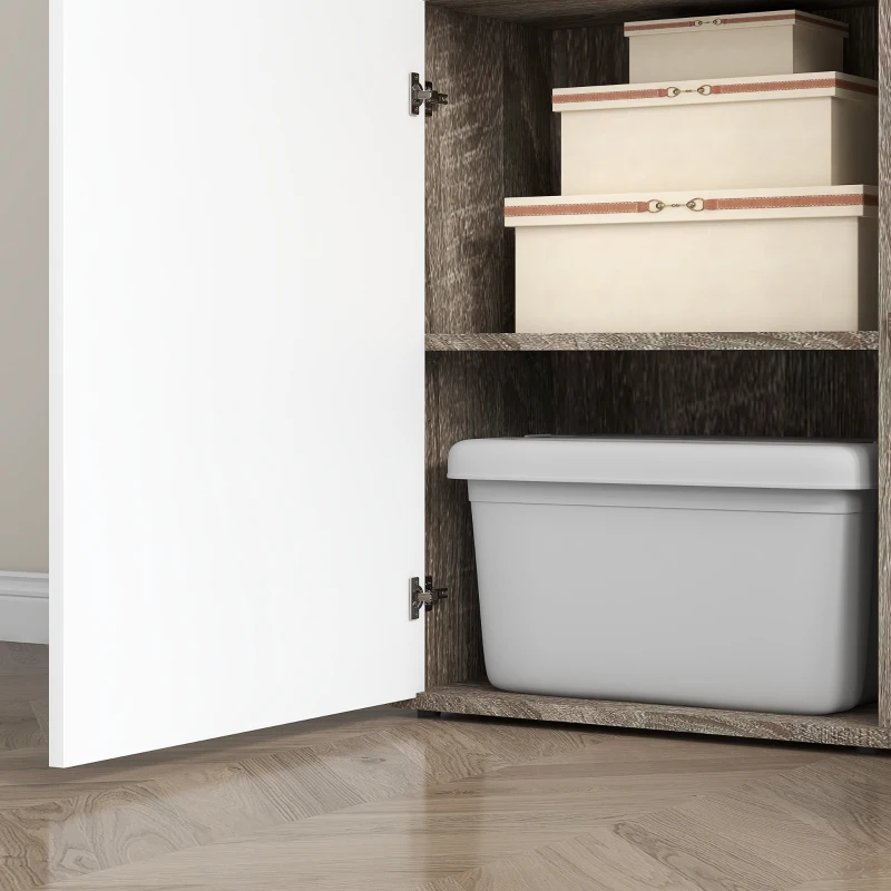 HOMCOM Mobile da Ingresso 4 in 1 con Specchio, Ganci e Ripiani Interni, in Legno, 145x29x184 cm, Nero e Bianco