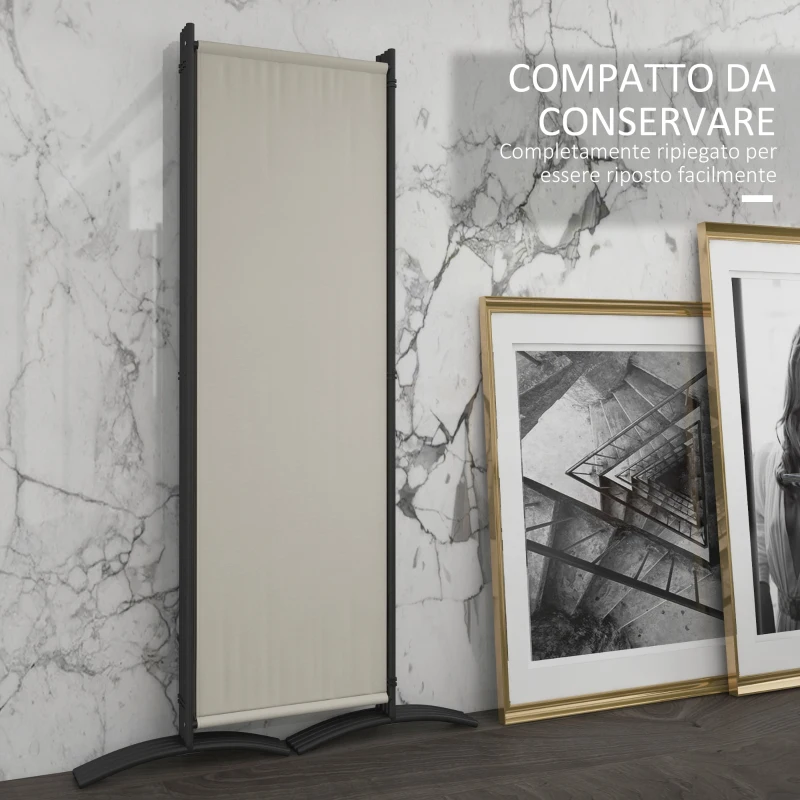 Outsunny Paravento da Esterno e Interno a 4 Pannelli Pieghevole, 221x50x172cm, Crema
