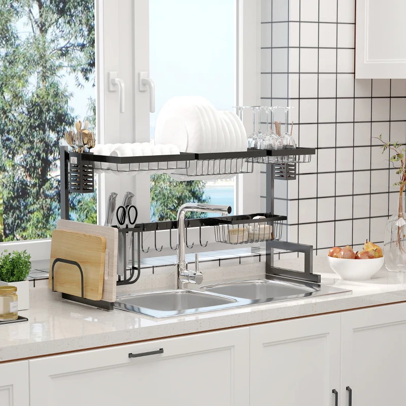 HOMCOM 93cm Modular Over-Sink Drying Rack