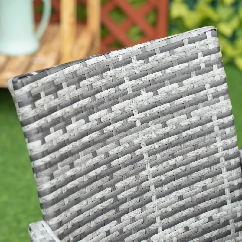 Outsunny Ensemble Salon de Jardin 6 Personnes - Grande Table rectangulaire, 6 fauteuils - 6 Coussins d'assise déhoussables Inclus - métal époxy Verre trempé 5 mm résine tressée Grise