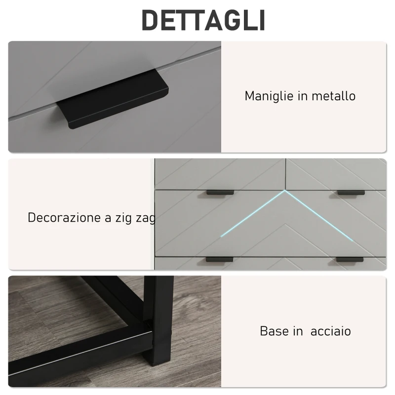 HOMCOM Cassettiera Camera da Letto con 4 Cassetti Mobiletto per Soggiorno , Arredamento Moderno