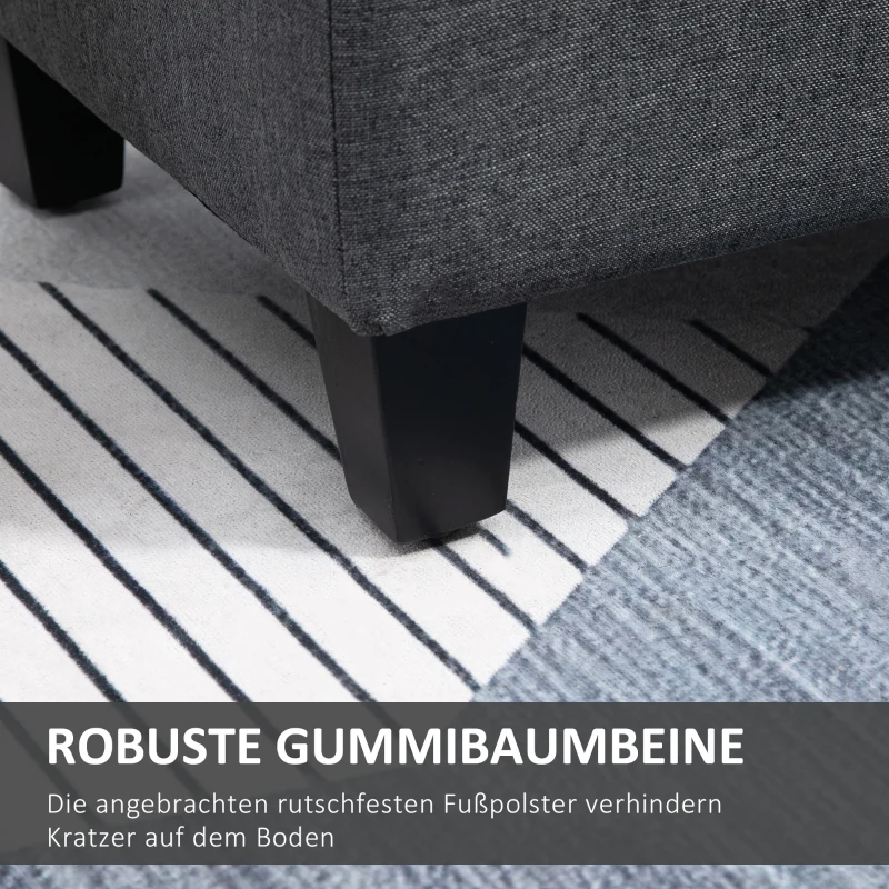 HOMCOM Sitzbank mit Stauraum Polsterbank mit Leinenoptik, Sitztruhe mit Holzbeine, Truhenbank für Wohnzimmer Schlafzimmer Flur 100 x 40 x 44 cm Dunkelgrau