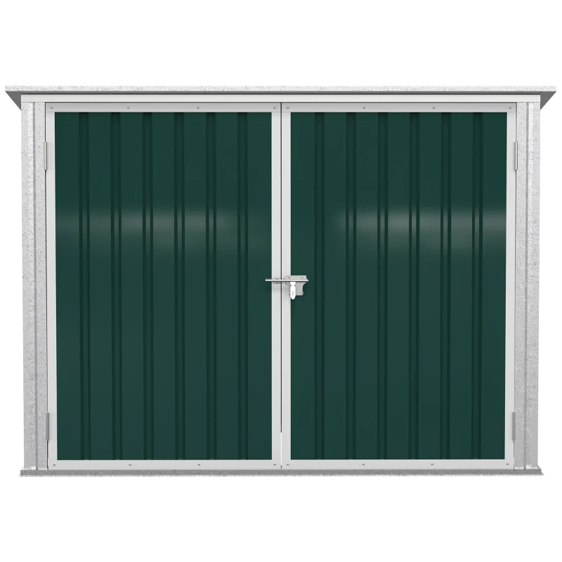 Outsunny Mülltonnenbox Müllbox Storer abschließbar Gerätebox für 2 Mülltonnen Stahl 178,5 x 104,5 x 128,5/113 cm Grün