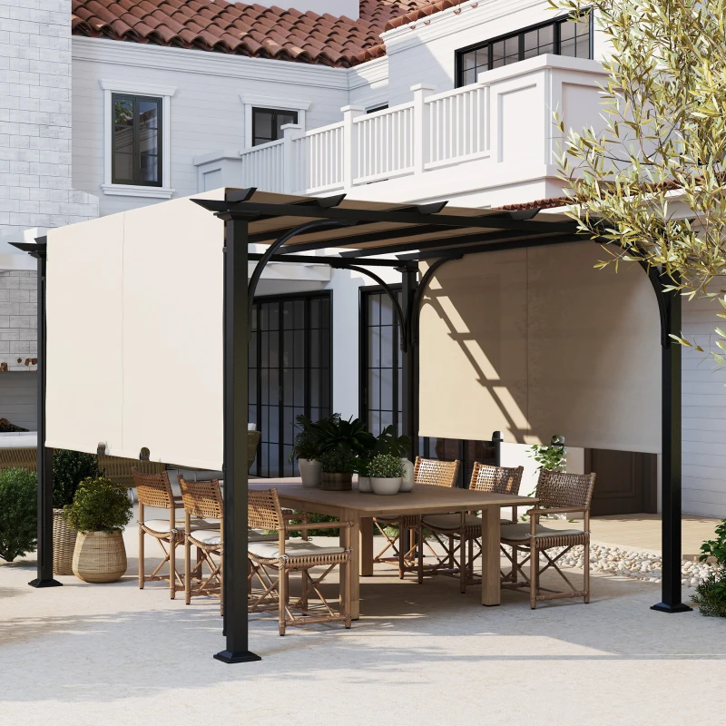 Outsunny 3 x 3(m) Outdoor Pergola, Garden Pergola Gazebo with Adjustable Canopy, Beige