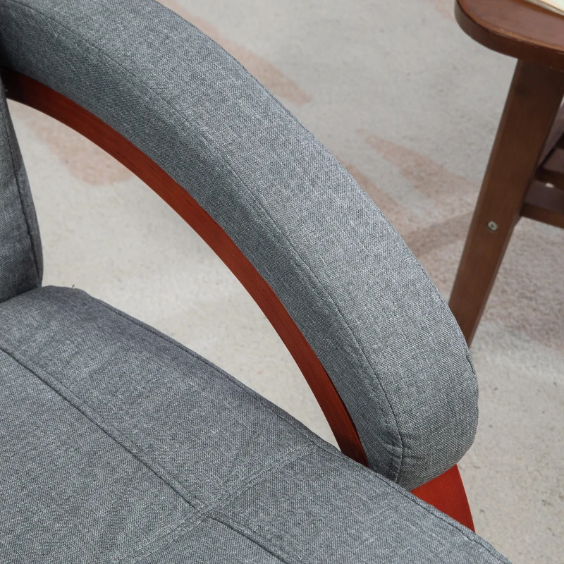 HOMCOM Relaxsessel mit klappbarer Fußstütze, drehbar, neigbare Lehne, Leinenoptik, bis 140 kg, Grau(m-8)