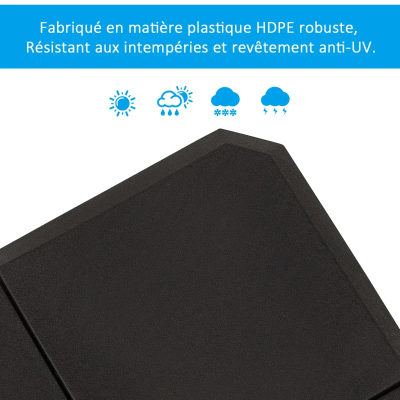 Outsunny Pied de parasol lot de 4 dalles pour parasol à lester - A remplir d'eau jusqu'à 80 kg ou de sable jusqu'à 120 kg - dim. tot. 100L x 100l x 9,5H cm HDPE noir