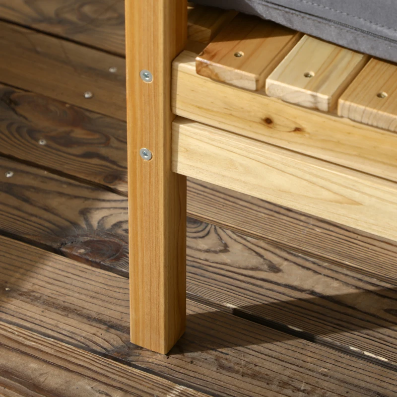 Outsunny Conjunto de Muebles de Jardín de Madera 5 Piezas 4 Módulos de Sofá con Cojines y Mesa de Centro para Exterior Natural