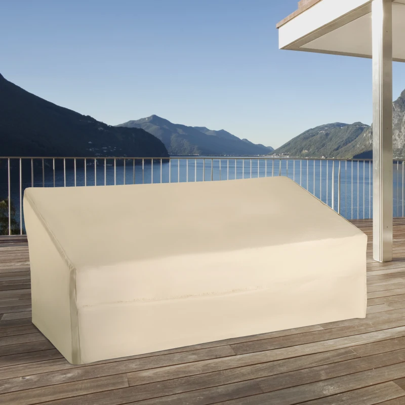Outsunny Funda Biege Impermeable para Banco 3 Plazas 218x111x101 cm Cubierta para Sofá o Mueble de Jardín