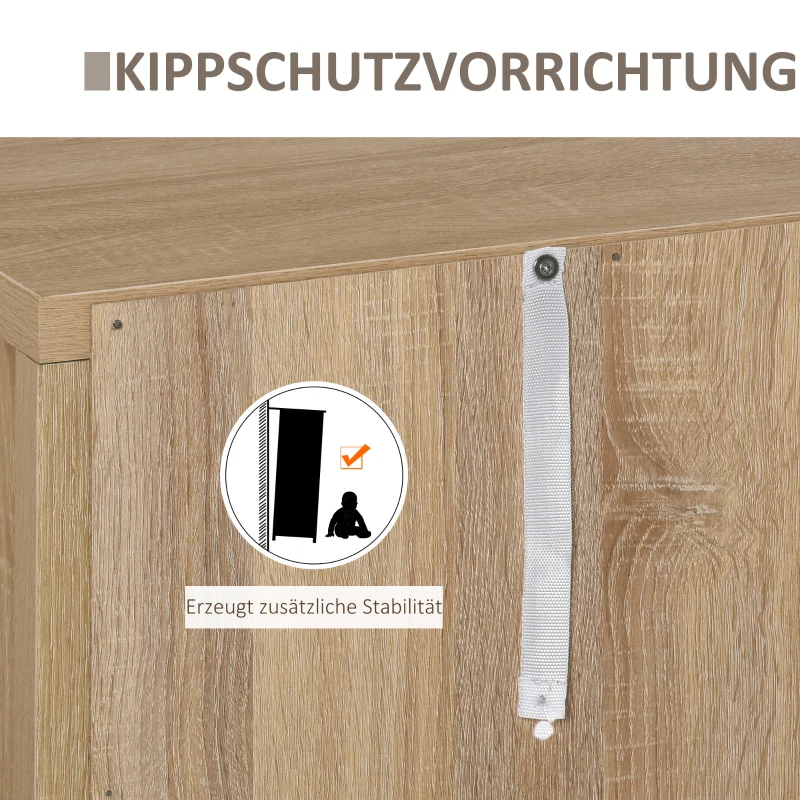 HOMCOM Nachttisch mit 2 Schubladen Nachtschrank mit Kippschutz moderner Nachtkommode Natur 48 x 39 x 52 cm