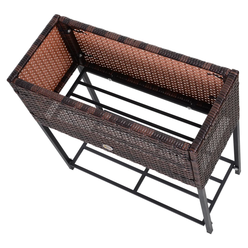 Outsunny Soporte para Jardinera Exterior para Huerto Urbano Mesa de Cultivo Jardinera Rectangular sin Fondo con Estante y Patas para Jardineras Macetas Tiestos 70x30x70 cm Marrón